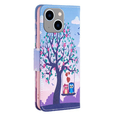 Colored Drawing Pattern Flip Leather Phone Case, For iPhone 15 Plus, For iPhone 15
