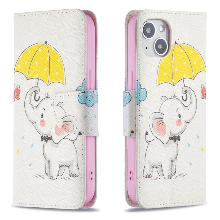 Colored Drawing Pattern Flip Leather Phone Case, For iPhone 15 Plus, For iPhone 15