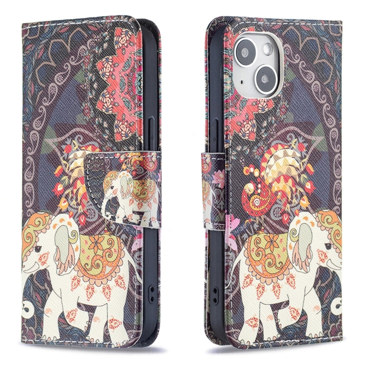 Colored Drawing Pattern Flip Leather Phone Case, For iPhone 15 Plus, For iPhone 15