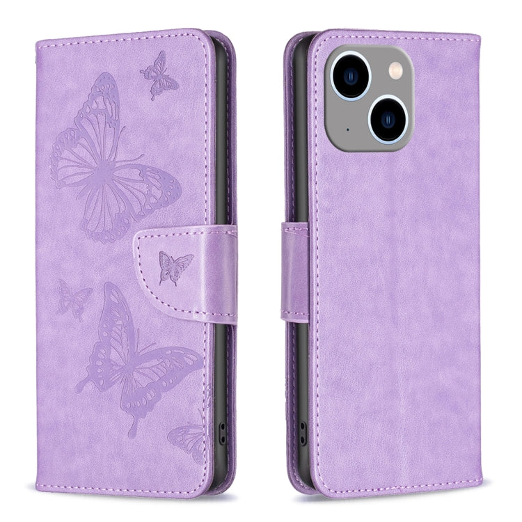 Embossing Two Butterflies Pattern Leather Phone Case, Series 1