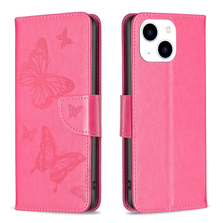 Embossing Two Butterflies Pattern Leather Phone Case, Series 1