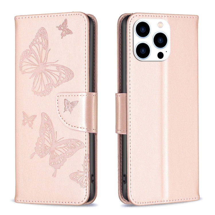 Embossing Two Butterflies Pattern Leather Phone Case, Series 1