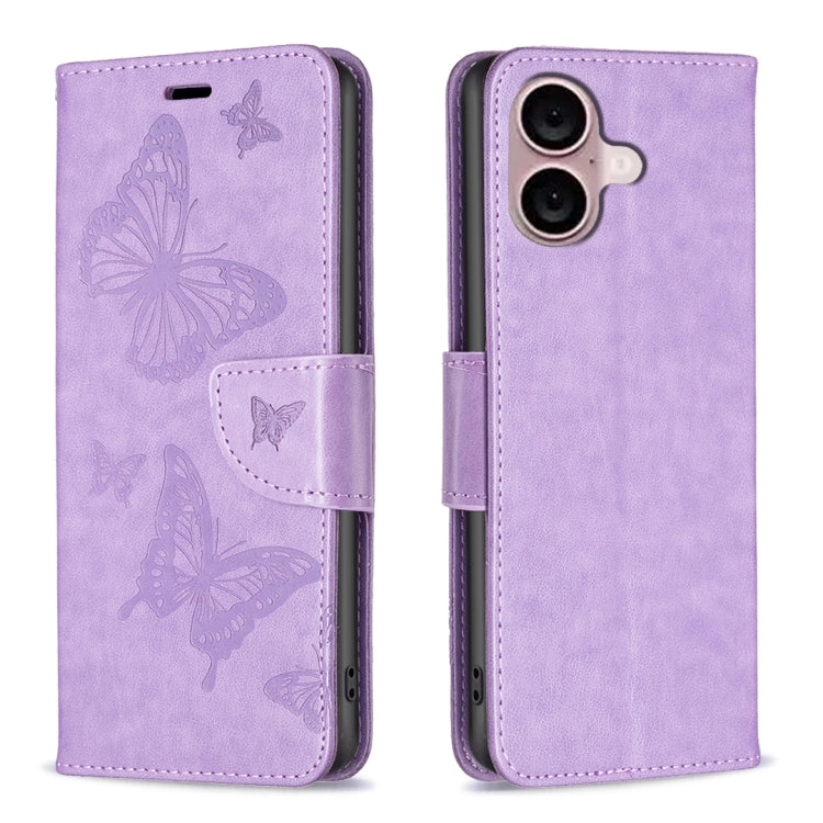 Embossing Two Butterflies Pattern Leather Phone Case, Series 1