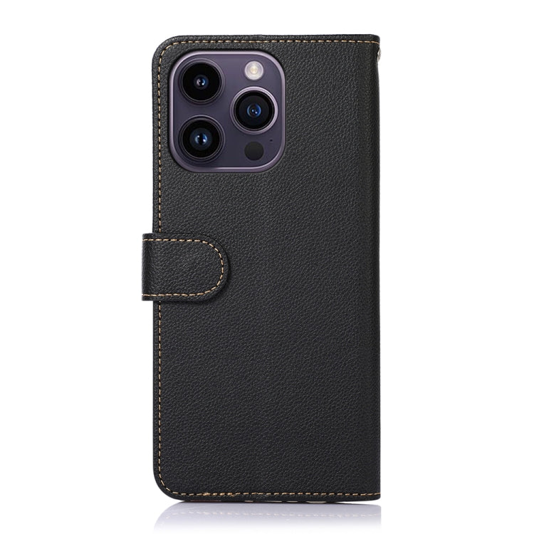 KHAZNEH Litchi Texture Leather RFID Phone Case, For iPhone 14 Pro Max