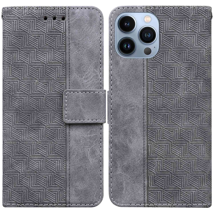 Geometric Embossed Leather Phone Case, Series 1