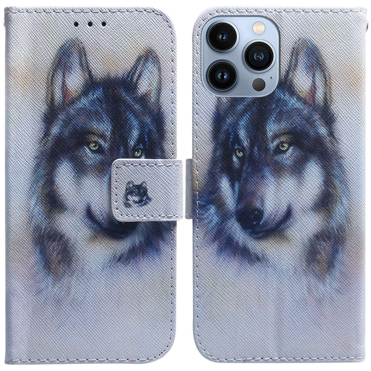 Coloured Drawing Flip Leather Phone Case, For iPhone 14 Pro Max