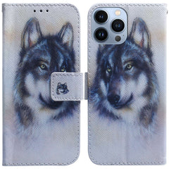 Coloured Drawing Flip Leather Phone Case, For iPhone 14 Pro Max