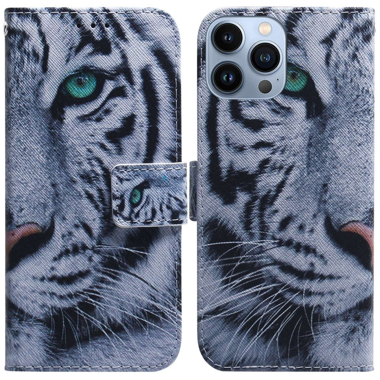 Coloured Drawing Flip Leather Phone Case, For iPhone 14 Pro Max