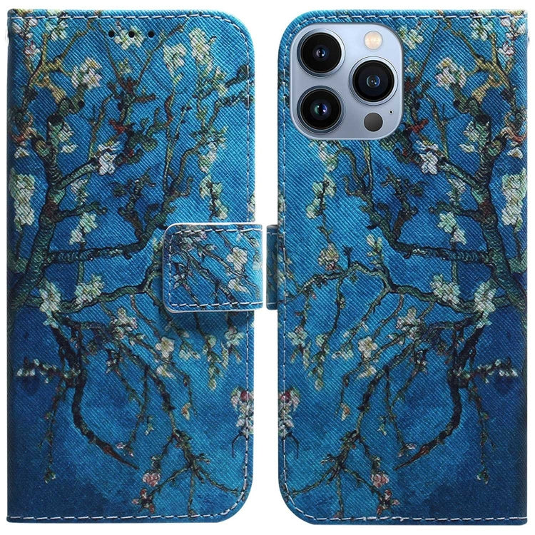Coloured Drawing Flip Leather Phone Case, For iPhone 14 Pro Max