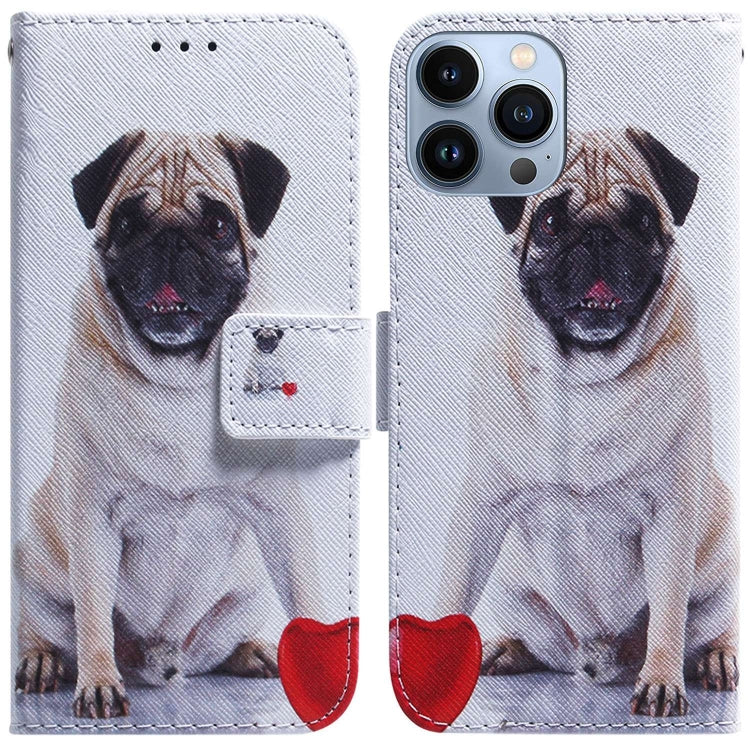 Coloured Drawing Flip Leather Phone Case, For iPhone 14 Pro Max