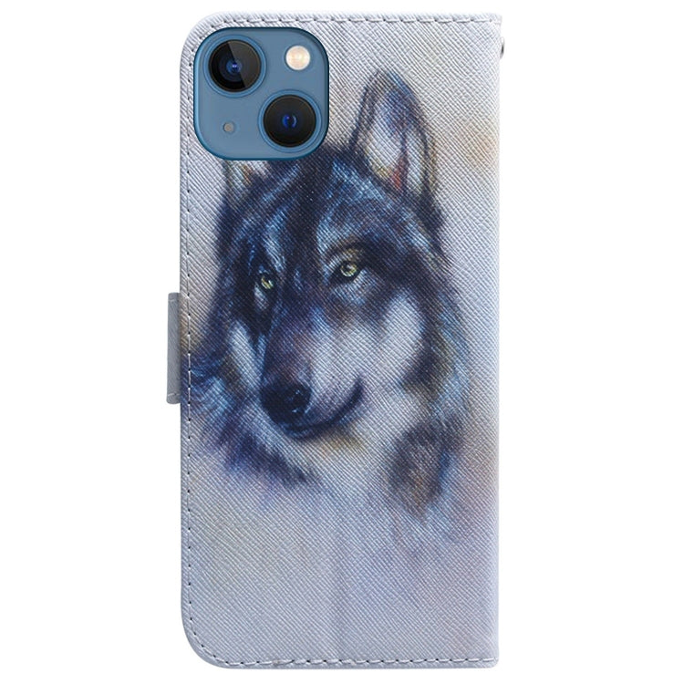 Coloured Drawing Flip Leather Phone Case, For iPhone 14, For iPhone 14 Pro
