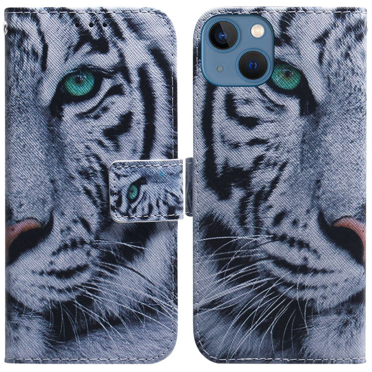 Coloured Drawing Flip Leather Phone Case, For iPhone 14, For iPhone 14 Pro