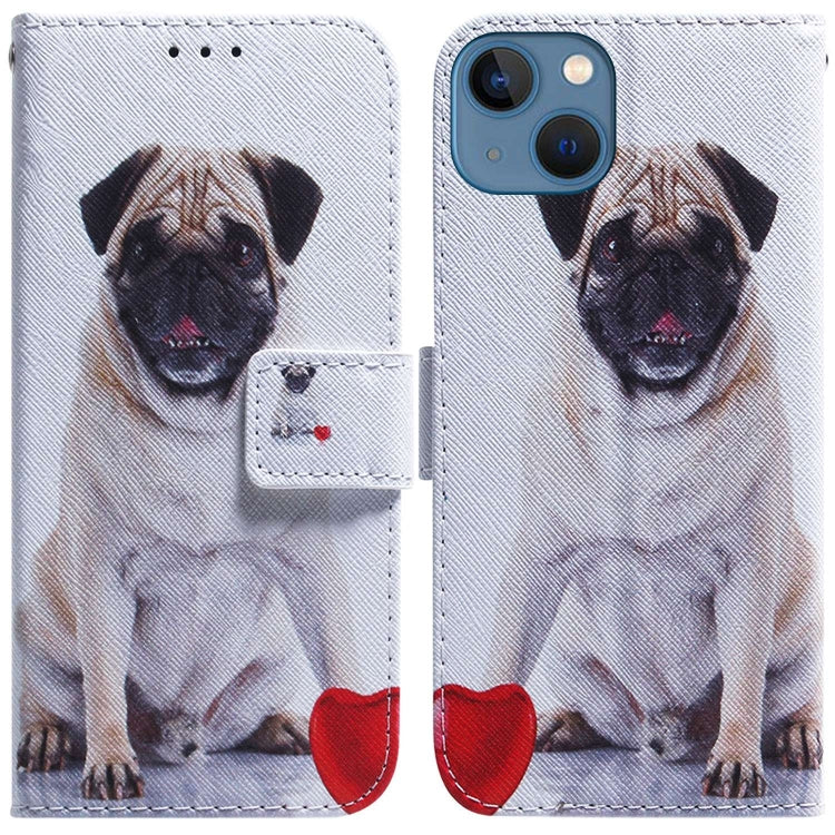 Coloured Drawing Flip Leather Phone Case, For iPhone 14, For iPhone 14 Pro