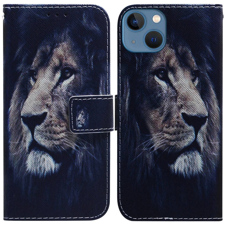 Coloured Drawing Flip Leather Phone Case, For iPhone 14, For iPhone 14 Pro