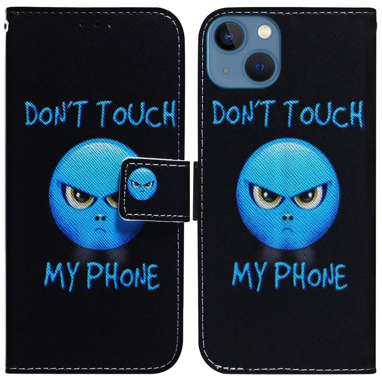 Coloured Drawing Flip Leather Phone Case, For iPhone 14, For iPhone 14 Pro