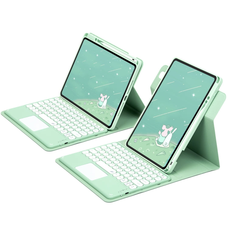 Round Button 360 Degree Rotatable Bluetooth Keyboard Leather Case with Touchpad