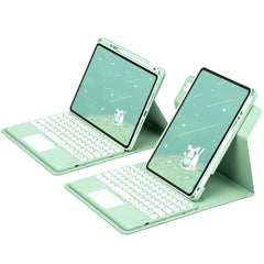 Round Button 360 Degree Rotatable Bluetooth Keyboard Leather Case with Touchpad