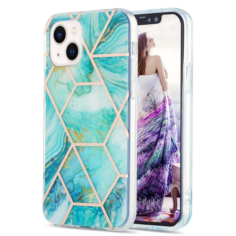 Electroplating Splicing Marble Flower Pattern Dual-side IMD TPU Shockproof Phone Case, Series 1