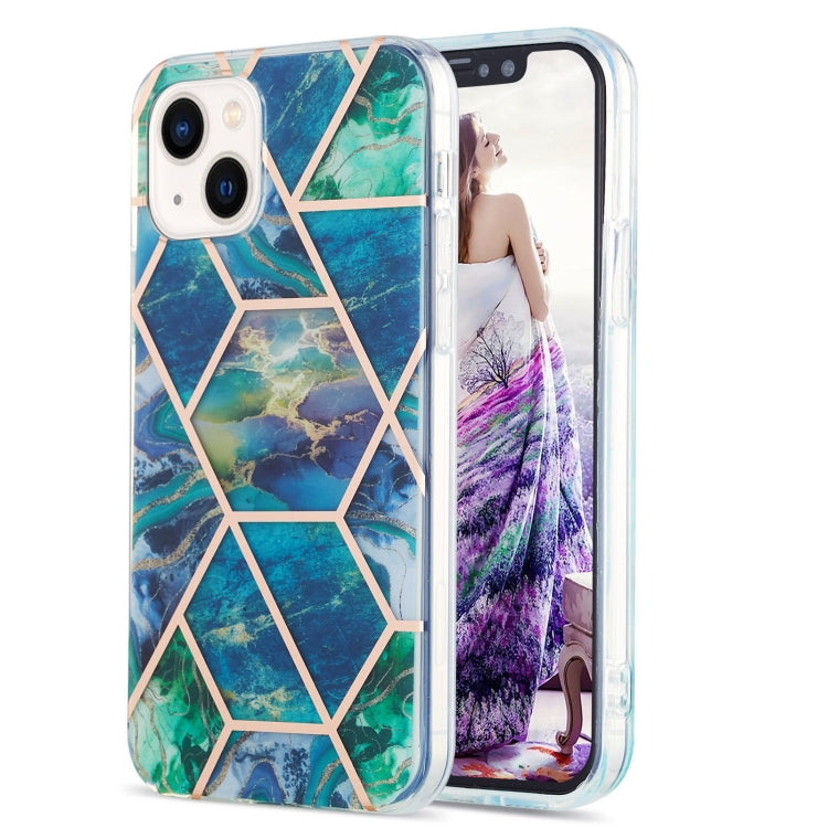 Electroplating Splicing Marble Flower Pattern Dual-side IMD TPU Shockproof Phone Case, Series 1