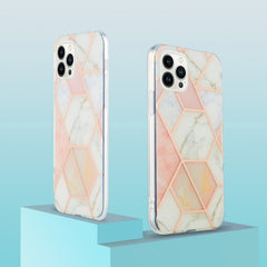 Electroplating Splicing Marble Flower Pattern Dual-side IMD TPU Shockproof Phone Case, Series 1