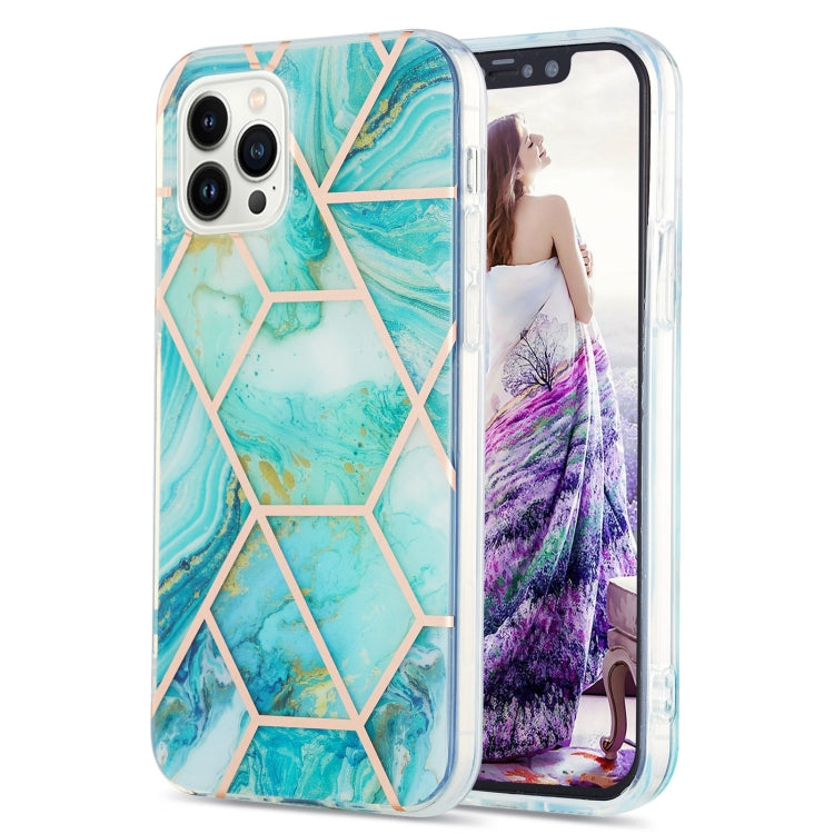 Electroplating Splicing Marble Flower Pattern Dual-side IMD TPU Shockproof Phone Case, Series 1