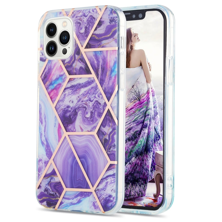 Electroplating Splicing Marble Flower Pattern Dual-side IMD TPU Shockproof Phone Case, Series 1