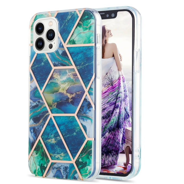 Electroplating Splicing Marble Flower Pattern Dual-side IMD TPU Shockproof Phone Case, Series 1