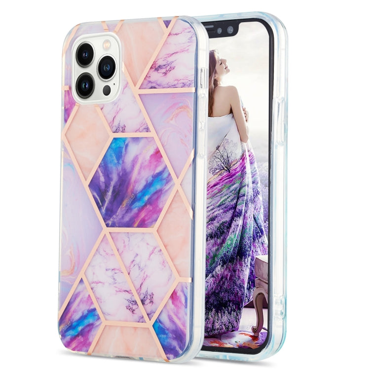 Electroplating Splicing Marble Flower Pattern Dual-side IMD TPU Shockproof Phone Case, Series 1