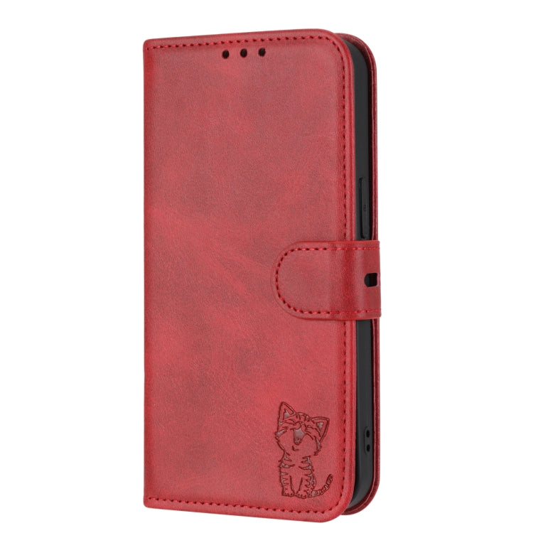 Embossed Happy Cat Pattern Flip Leather Phone Case, Series 1