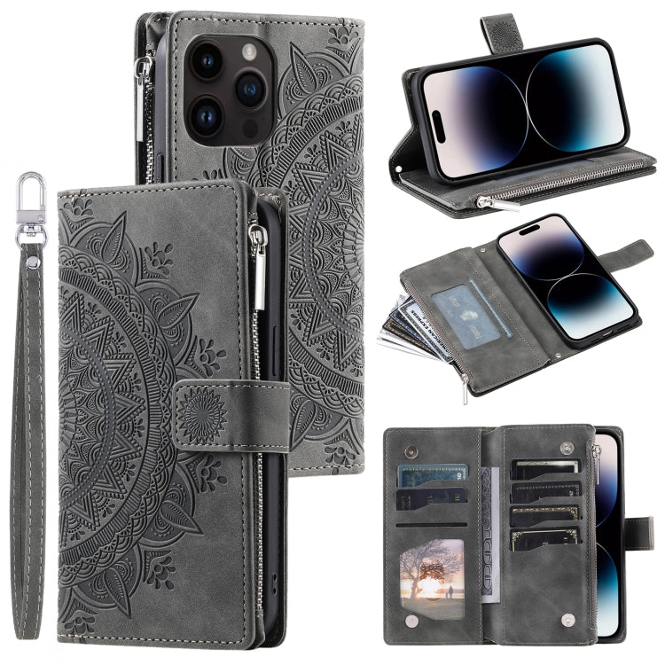 Multi-Card Totem Zipper Leather Phone Case, Series 1