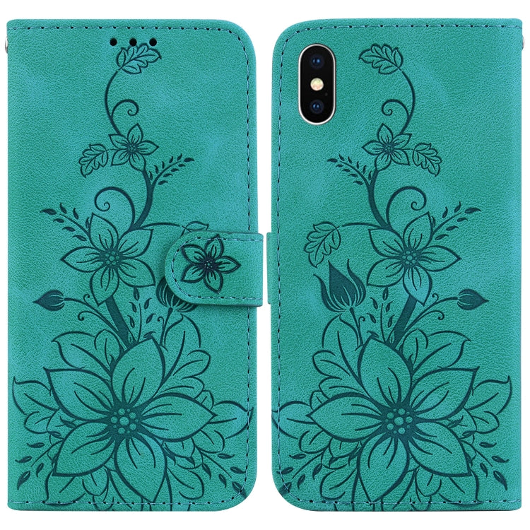 Lily Embossed Leather Phone Case, For iPhone XS / X, For iPhone XR, For iPhone XS Max, For iPhone 8 Plus / 7 Plus