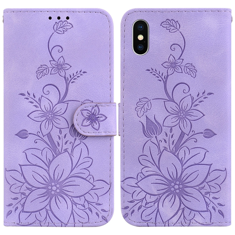 Lily Embossed Leather Phone Case, For iPhone XS / X, For iPhone XR, For iPhone XS Max, For iPhone 8 Plus / 7 Plus