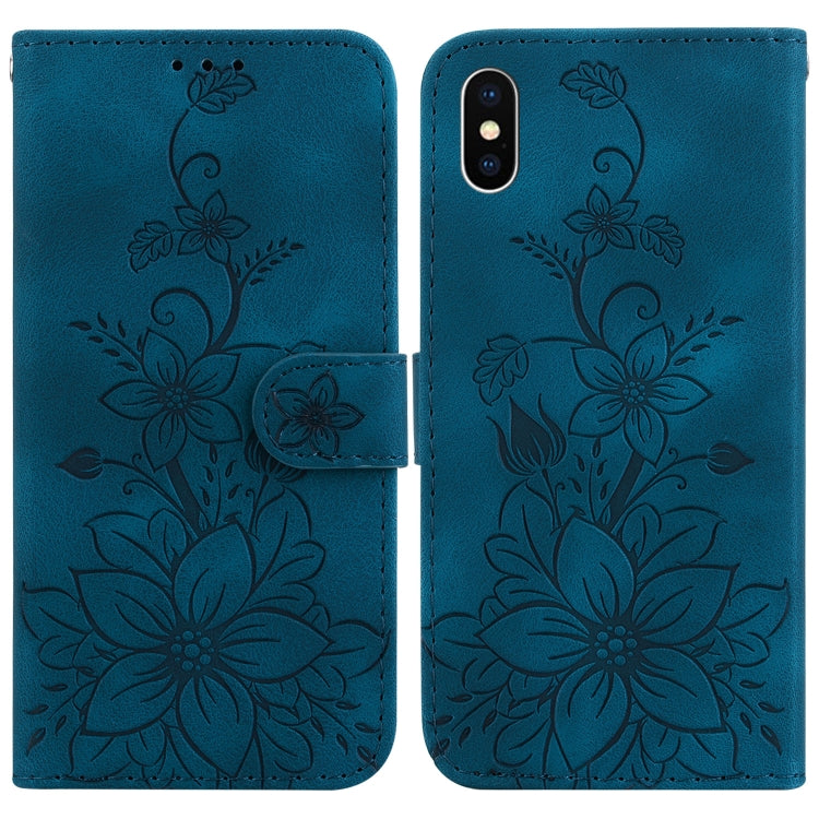 Lily Embossed Leather Phone Case, For iPhone XS / X, For iPhone XR, For iPhone XS Max, For iPhone 8 Plus / 7 Plus
