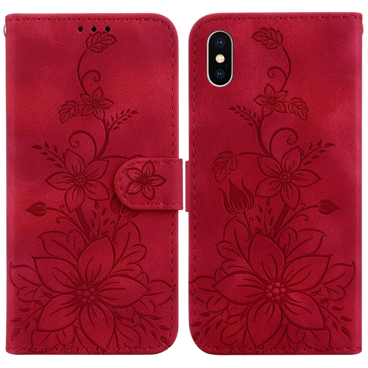 Lily Embossed Leather Phone Case, For iPhone XS / X, For iPhone XR, For iPhone XS Max, For iPhone 8 Plus / 7 Plus