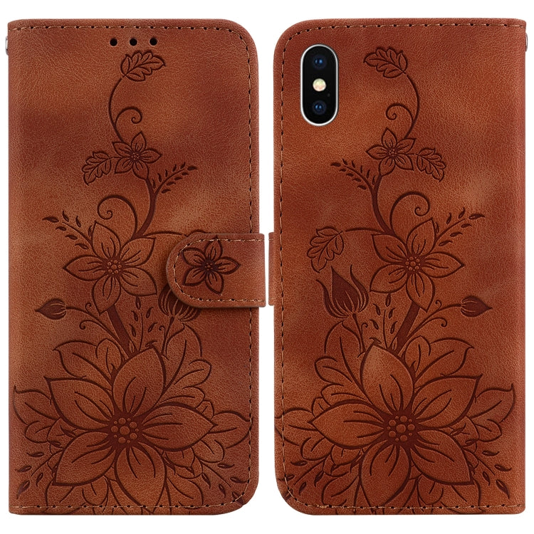 Lily Embossed Leather Phone Case, For iPhone XS / X, For iPhone XR, For iPhone XS Max, For iPhone 8 Plus / 7 Plus