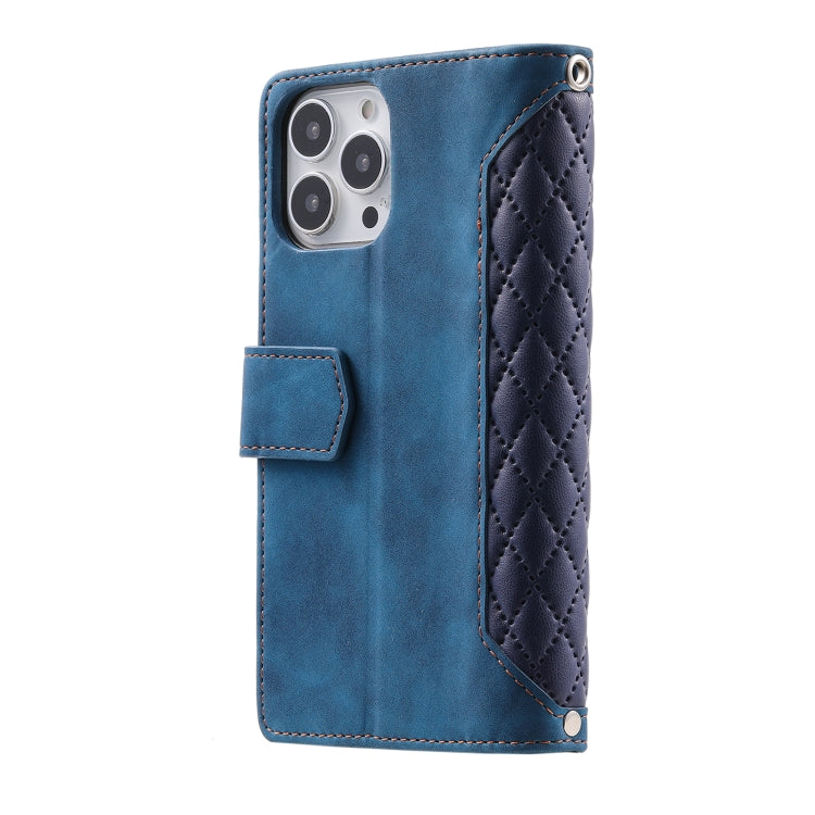 Grid Texture Zipper Leather Phone Case with Lanyard, Series 1