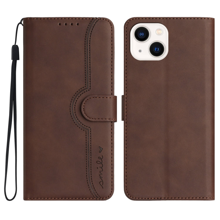 Heart Pattern Skin Feel Leather Phone Case, For iPhone 15
