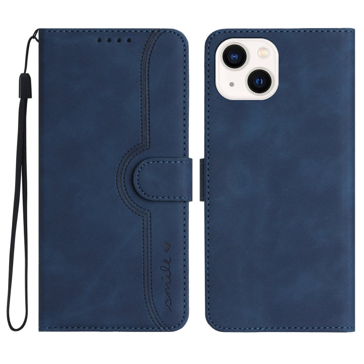 Heart Pattern Skin Feel Leather Phone Case, For iPhone 15