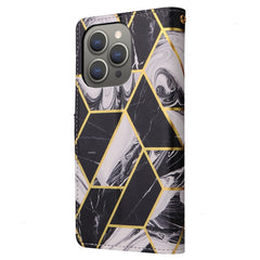 Marble Bronzing Stitching Leather Phone Case, For iPhone 15 Pro, For iPhone 15 Plus, For iPhone 15