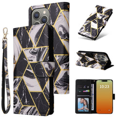 Marble Bronzing Stitching Leather Phone Case, For iPhone 15 Pro, For iPhone 15 Plus, For iPhone 15