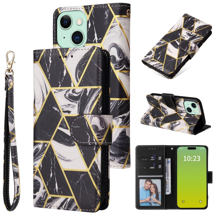 Marble Bronzing Stitching Leather Phone Case, For iPhone 15 Pro, For iPhone 15 Plus, For iPhone 15