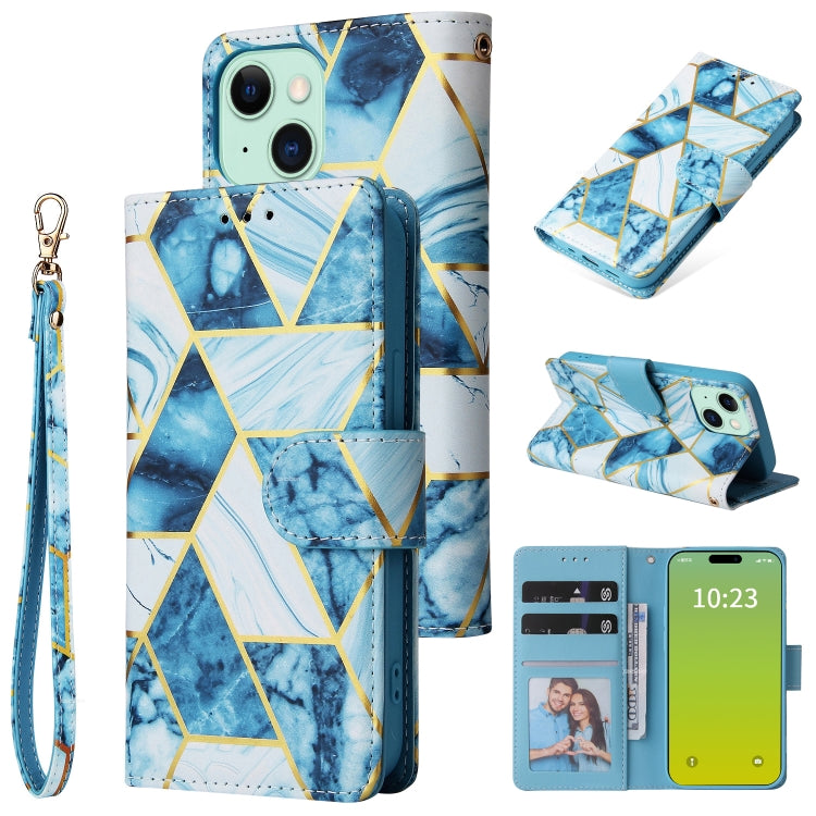 Marble Bronzing Stitching Leather Phone Case, For iPhone 15 Pro, For iPhone 15 Plus, For iPhone 15