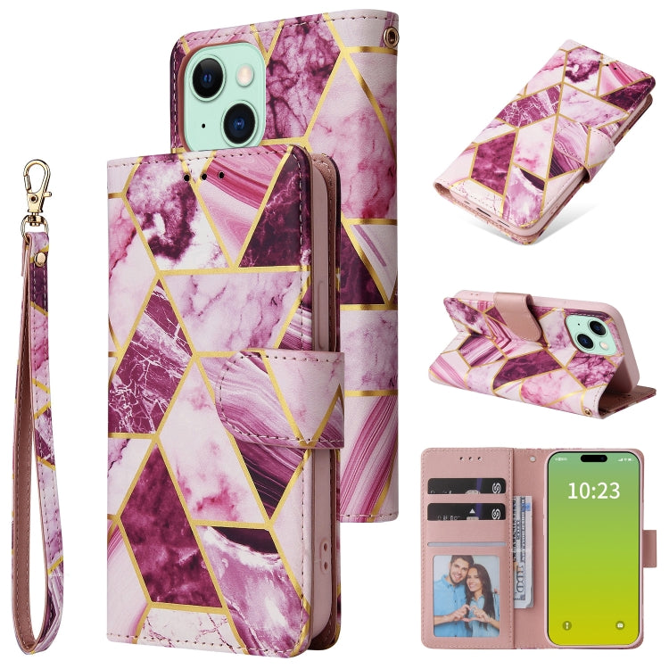 Marble Bronzing Stitching Leather Phone Case, For iPhone 15 Pro, For iPhone 15 Plus, For iPhone 15
