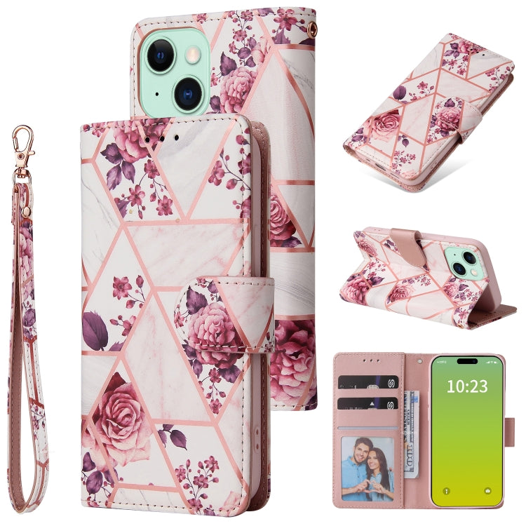 Marble Bronzing Stitching Leather Phone Case, For iPhone 15 Pro, For iPhone 15 Plus, For iPhone 15