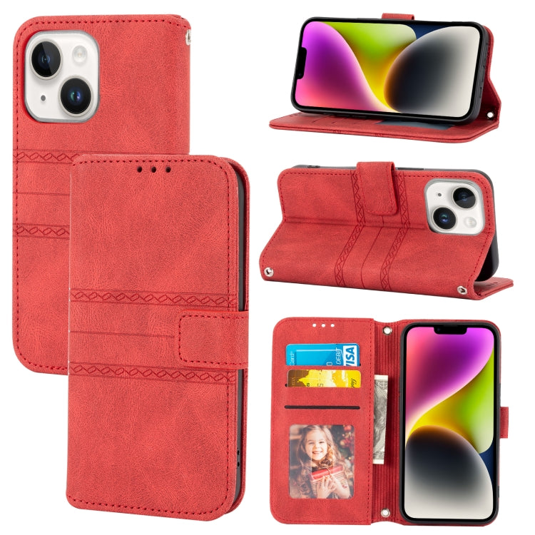 Embossed Stripes Skin Feel Leather Phone Case, Series 1