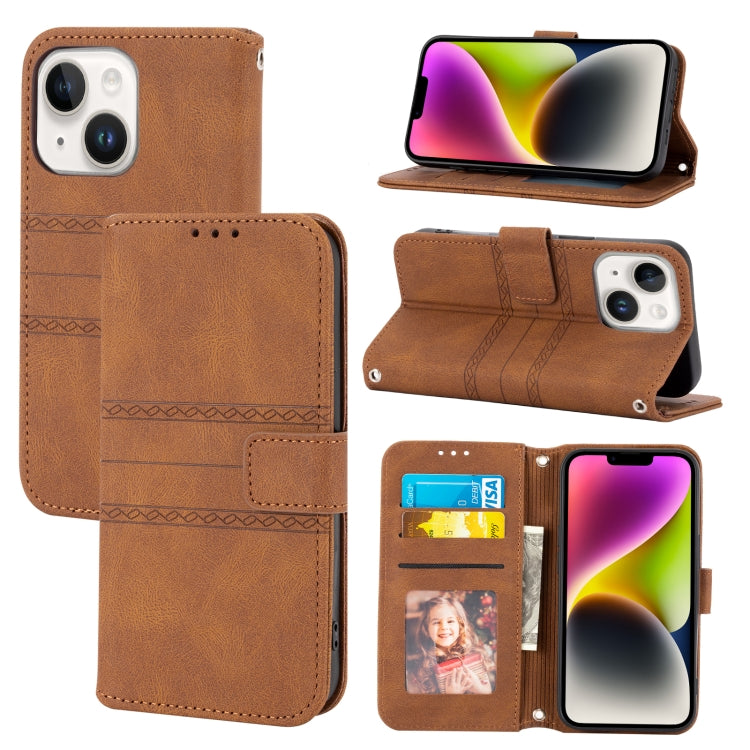 Embossed Stripes Skin Feel Leather Phone Case, Series 1