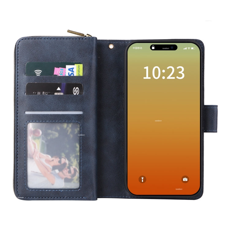 9 Card Slots Zipper Wallet Bag Leather Phone Case, Series 1