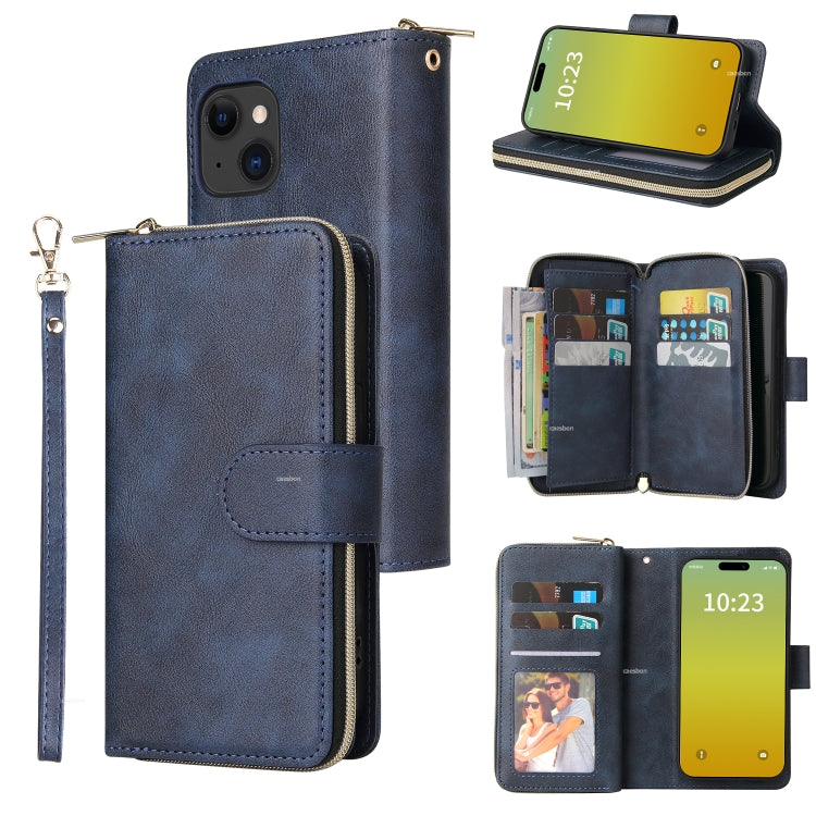 9 Card Slots Zipper Wallet Bag Leather Phone Case, Series 1