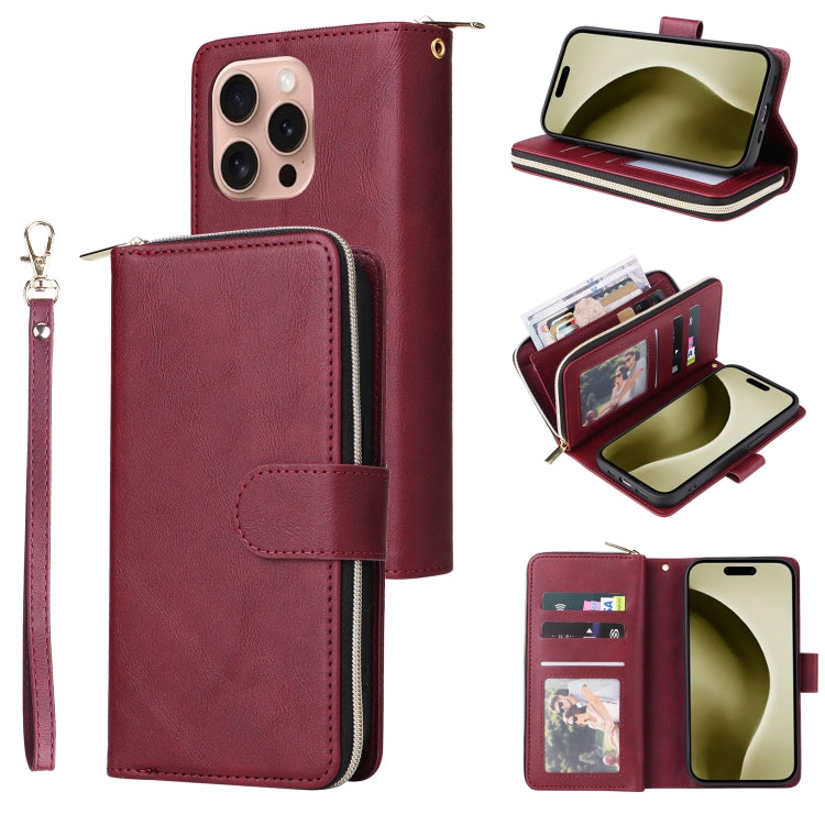 9 Card Slots Zipper Wallet Bag Leather Phone Case, Series 1