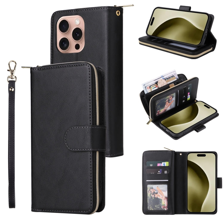 9 Card Slots Zipper Wallet Bag Leather Phone Case, Series 1